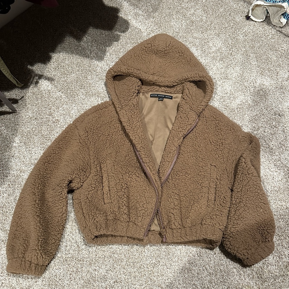 Cropped teddy jacket